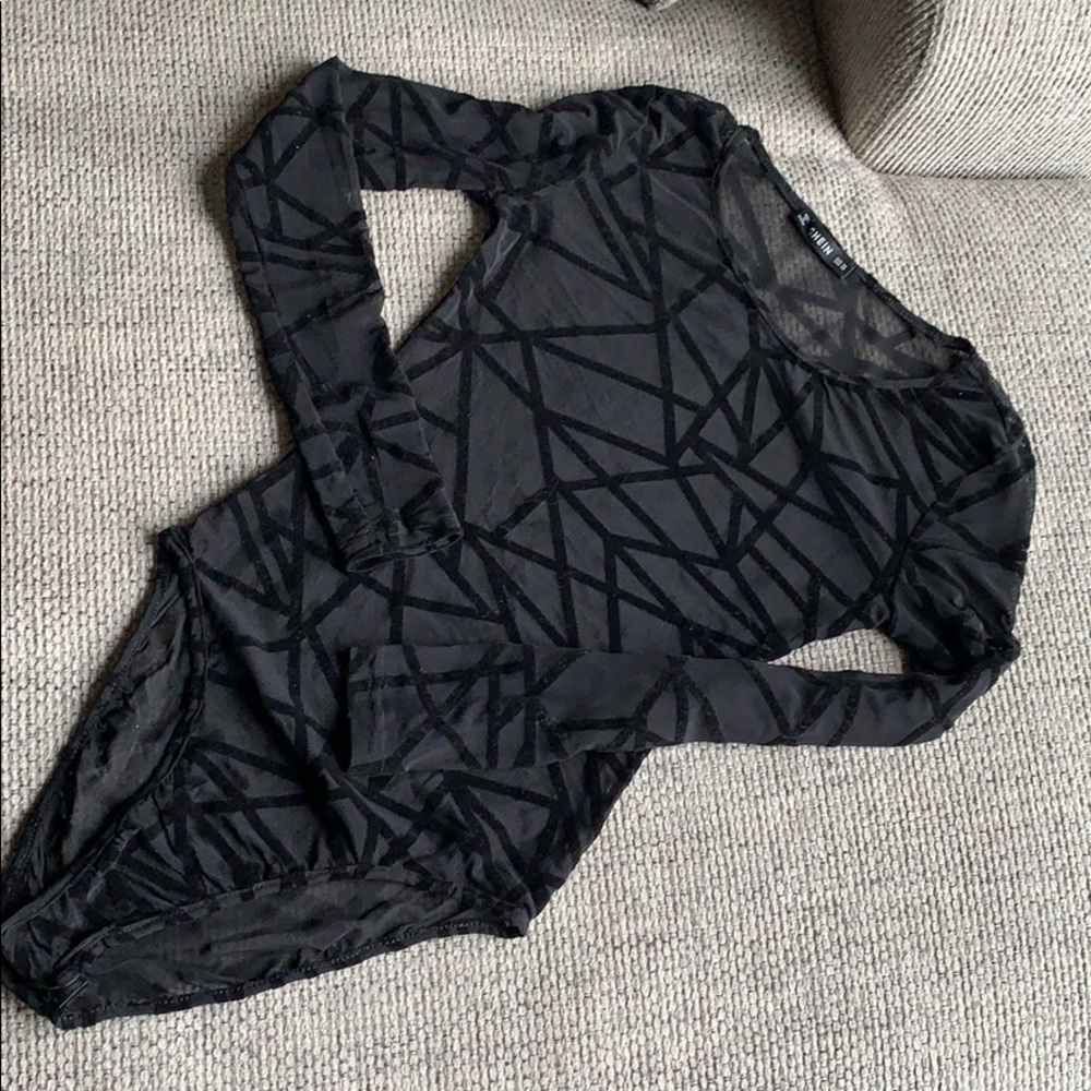 SHEIN XS Black Sheer Bodysuit